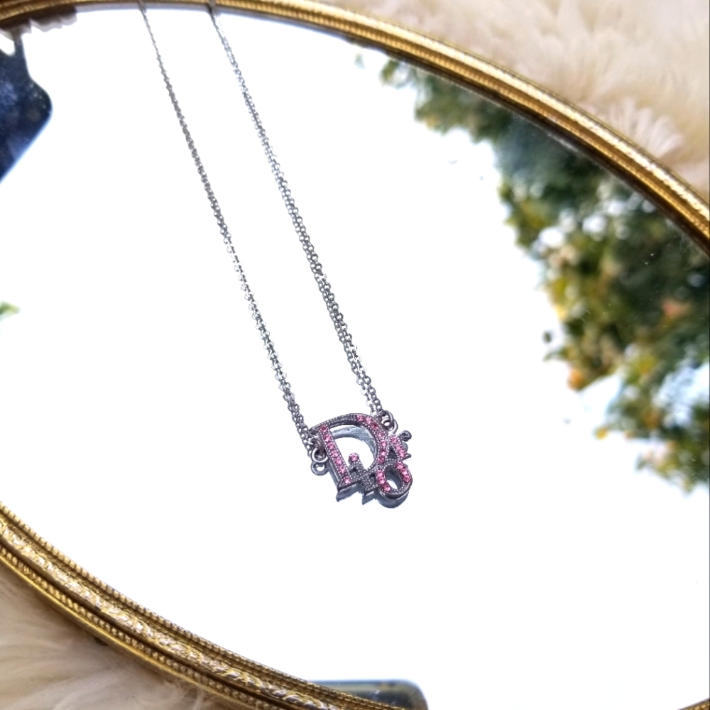 Authentic Christian Dior Silver Pink Necklace